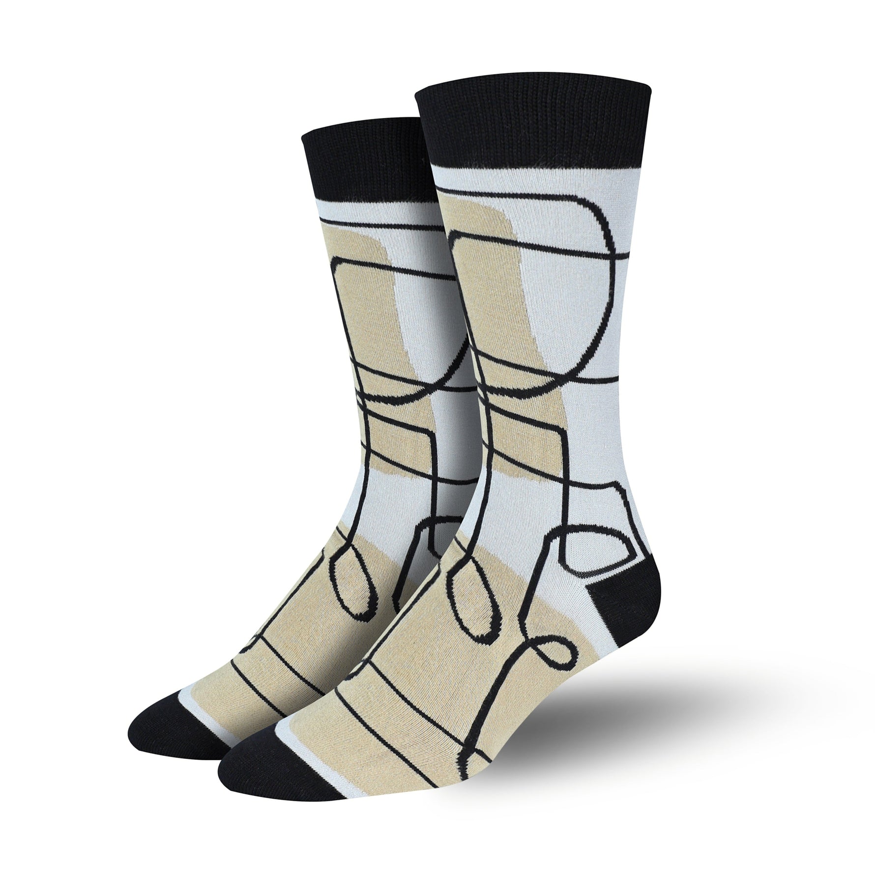 Men's Abstract Pattern Bamboo Socks, Bamboo Crew Dress Socks for Men