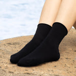 Black Roll-Top Women's Bamboo Crew Socks, Socks That Won't Cut Off Circulation