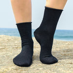 Black Roll-top Silver Sparkly Lurex Bamboo Socks for Women, Women's Silver Shimmer Roll Top Socks Made from Bamboo