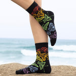 Rainbow Butterfly Women's Bamboo Socks, Colorful Bamboo Crew Socks for Women