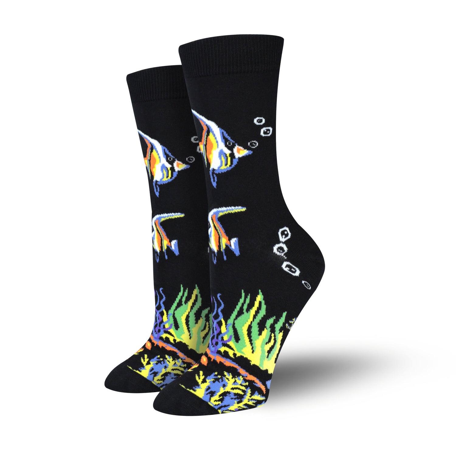 Tropical Fish Bamboo Crew Socks for Women, Underwater Ocean Colorful Bamboo Socks