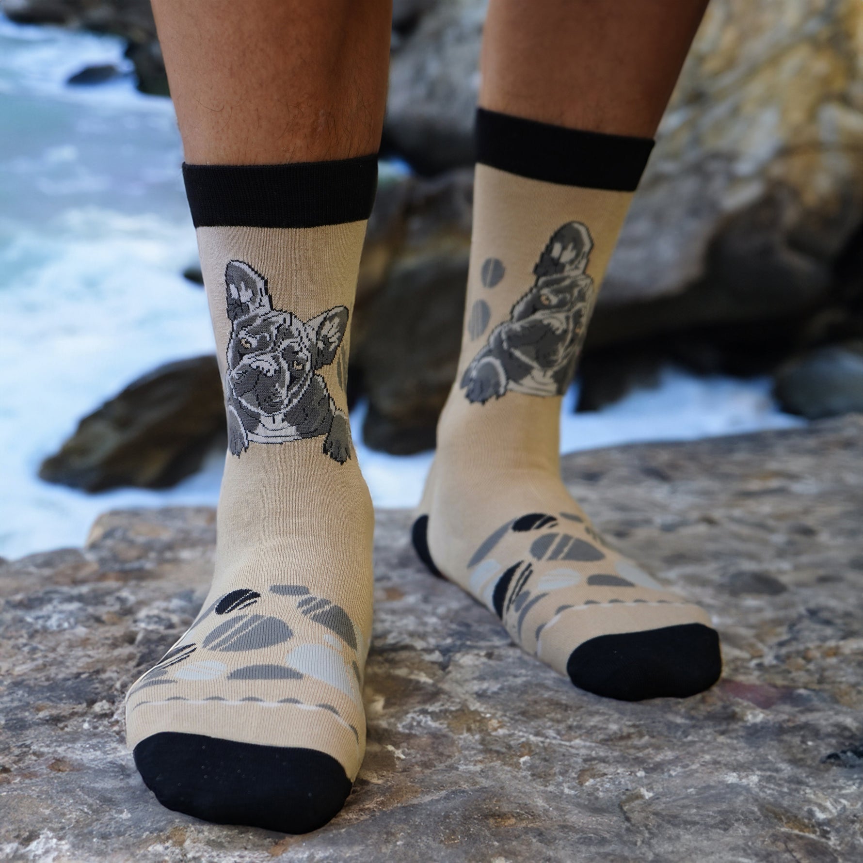 Frenchie French Bulldog Bamboo Crew Socks for Men, Men's Funky Dress Sock Made from Sustainable Bamboo