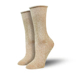 Roll-top Gold Sparkly Lurex Bamboo Socks for Women, Women's Gold Shimmer Roll Top Socks Made from Bamboo