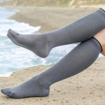 Gray Knee High Bamboo Socks for Women, Relaxed Fit Bamboo Boot Socks without Elastic Band