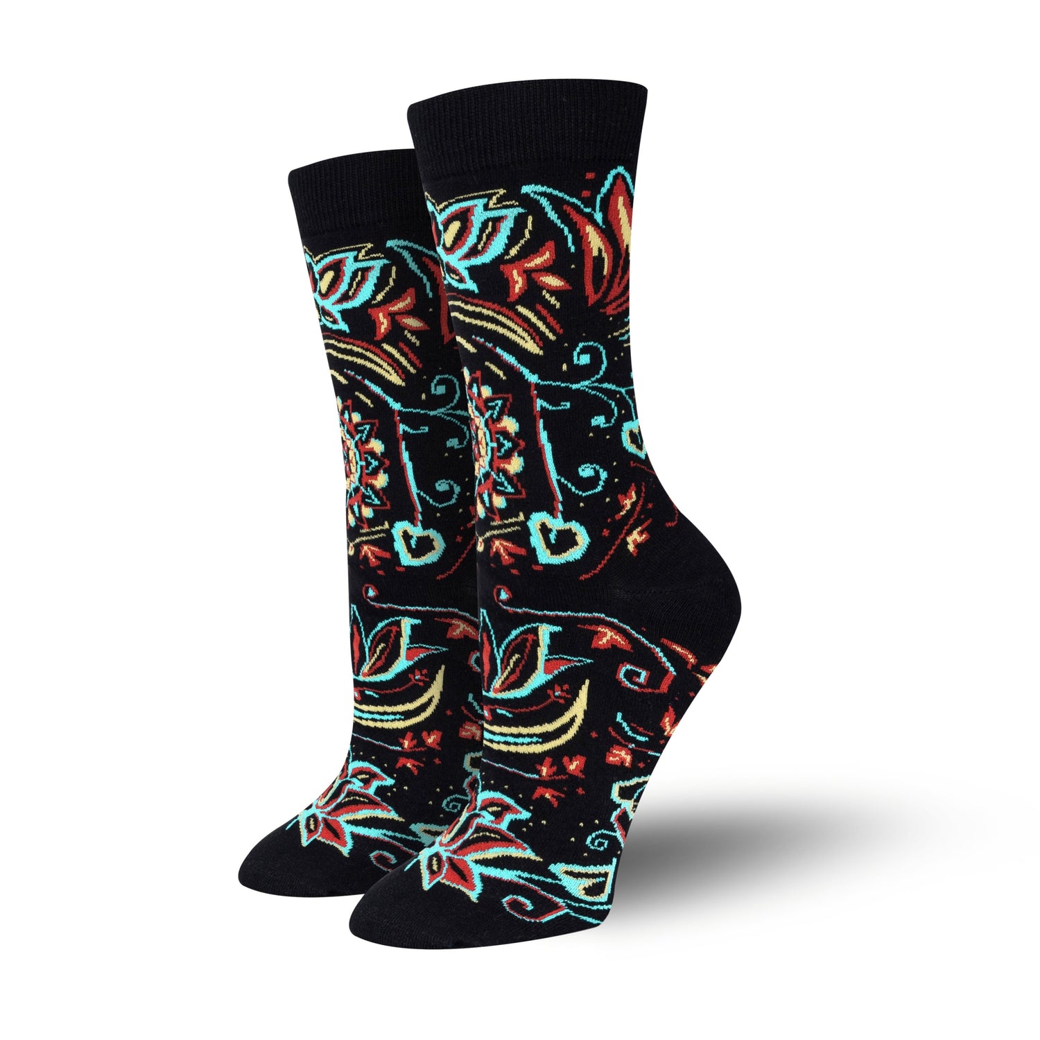 Lotus Colorful Bamboo Crew Socks for Women, Boho Crew Socks for Women Made from Sustainable Bamboo