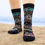 Lotus Colorful Bamboo Crew Socks for Women, Boho Crew Socks for Women Made from Sustainable Bamboo