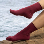 Red Roll-Top Women's Bamboo Crew Socks, Socks That Won't Cut Off Circulation