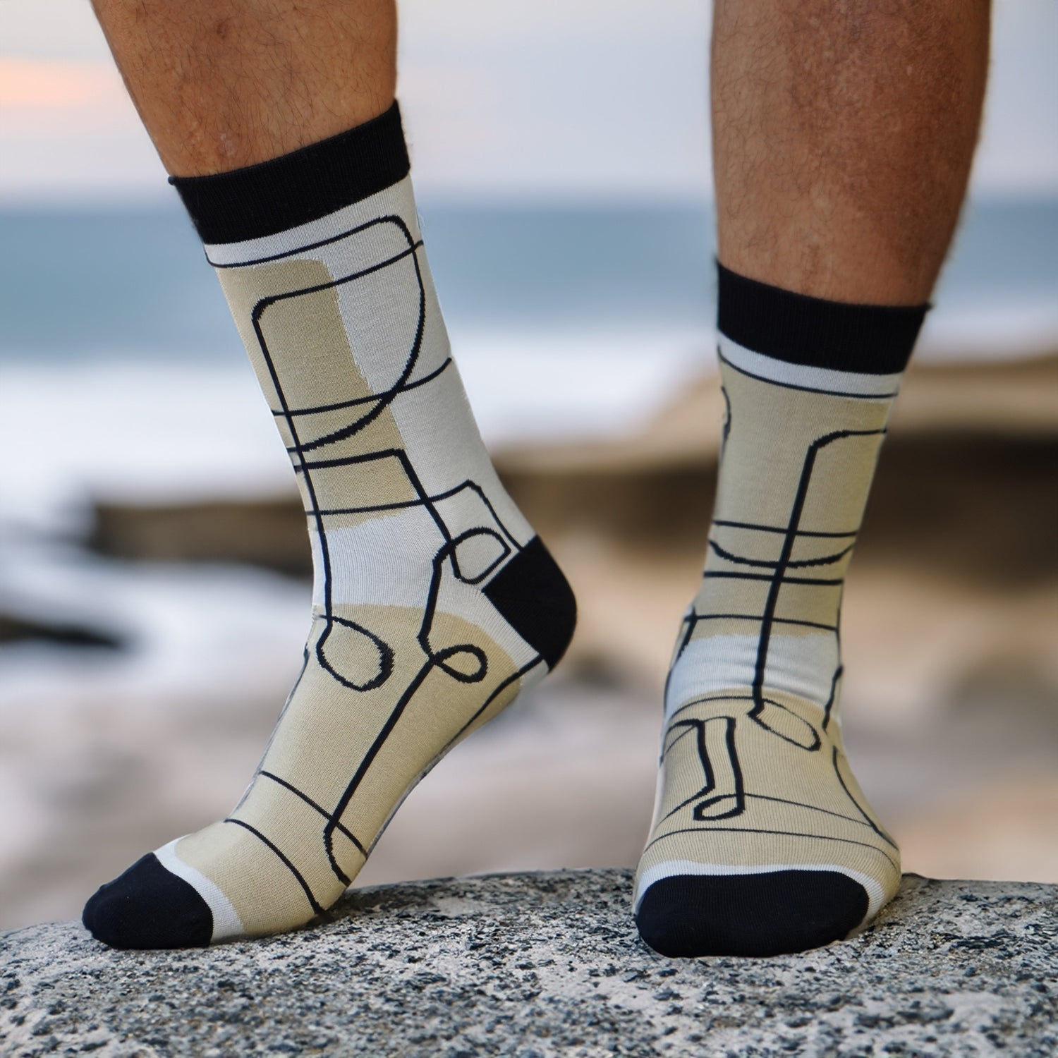 Men's Abstract Pattern Bamboo Socks, Bamboo Crew Dress Socks for Men