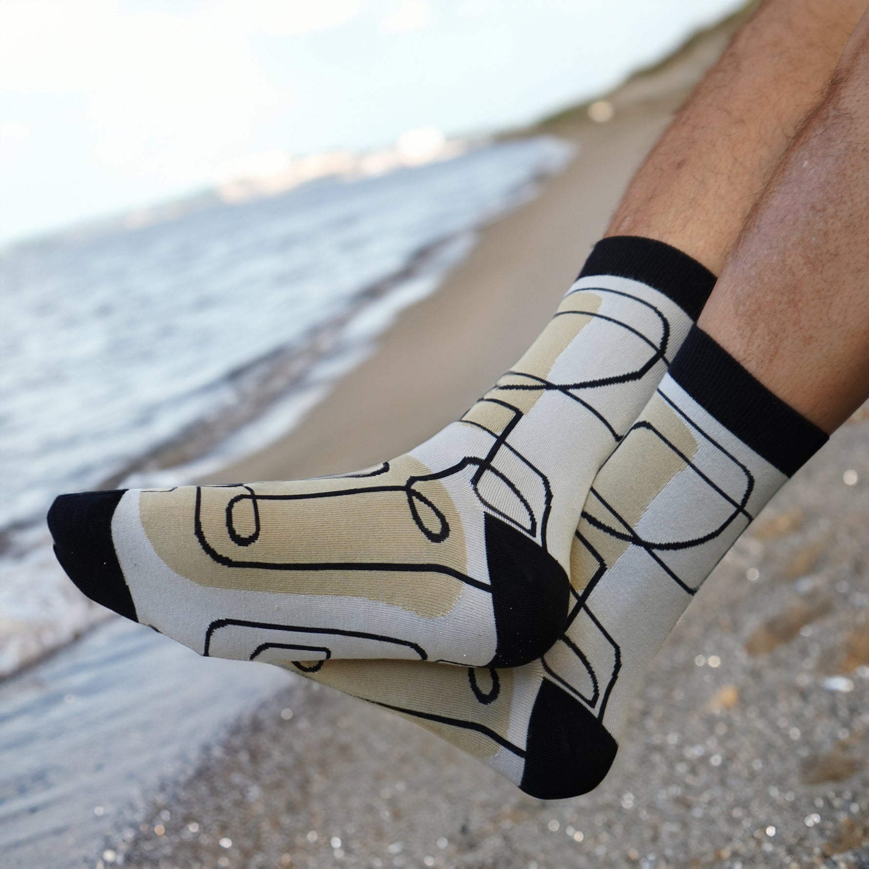 Men's Abstract Pattern Bamboo Socks, Bamboo Crew Dress Socks for Men