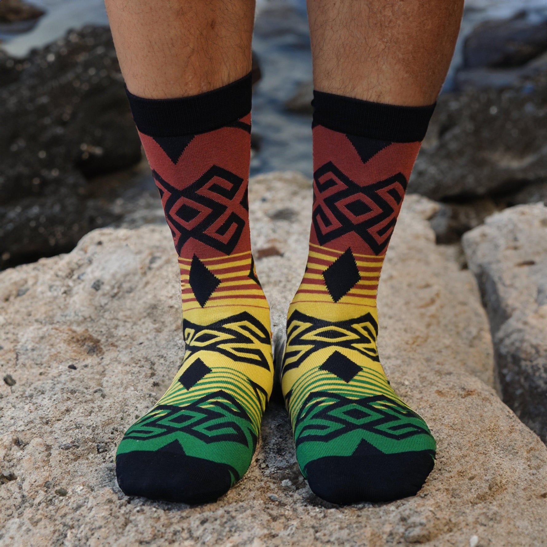 Men's Rasta Bamboo Socks, Bamboo Crew Socks for Men Reggae Colored