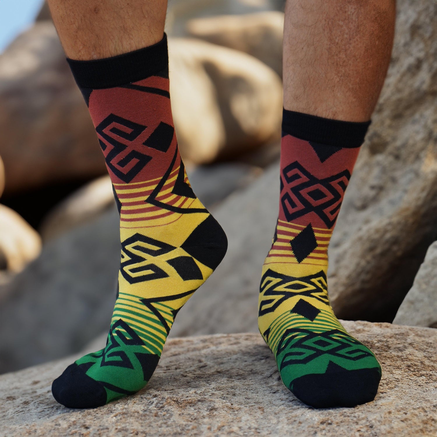 Men's Rasta Bamboo Socks, Bamboo Crew Socks for Men Reggae Colored