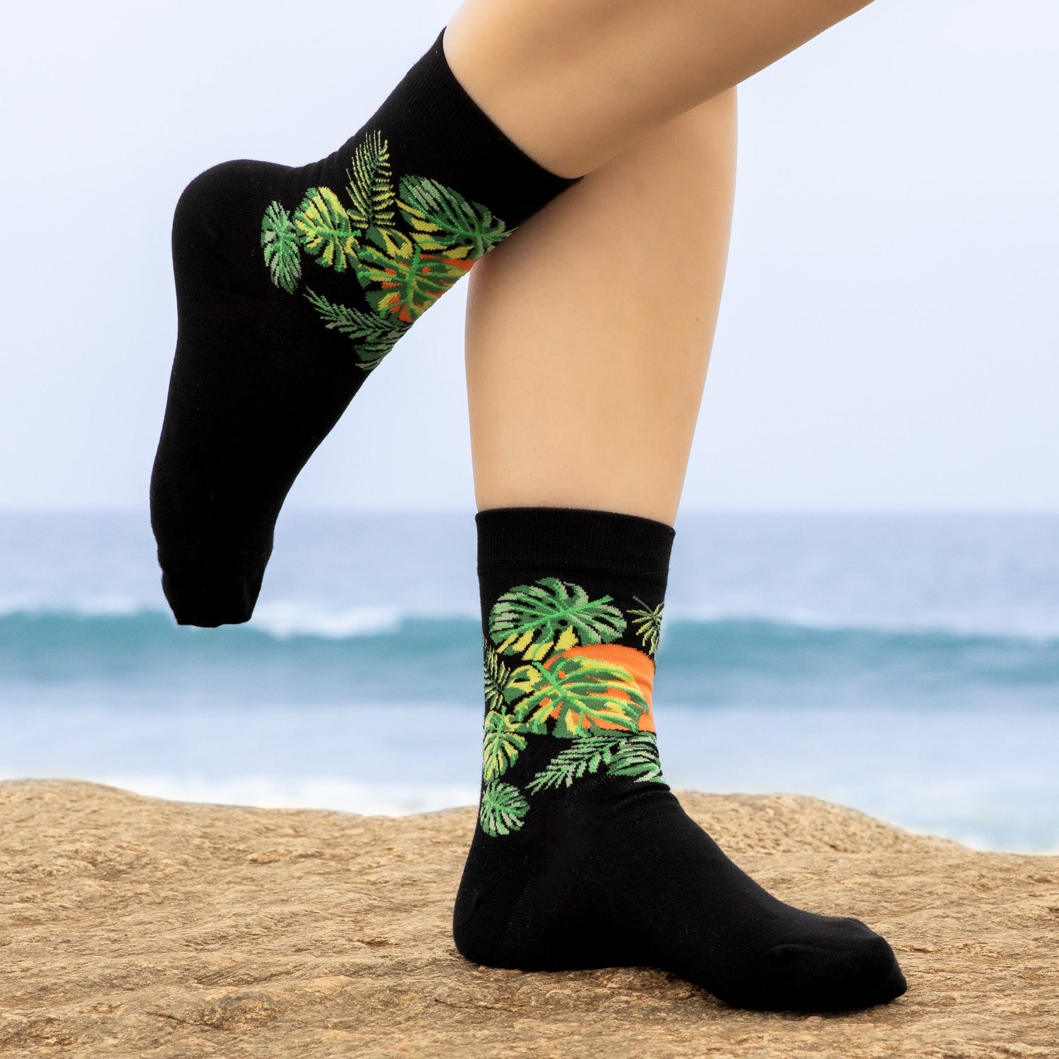 Monstera Bamboo Crew Sock for Women, Monstera Crew Socks for Ladies Made from Bamboo