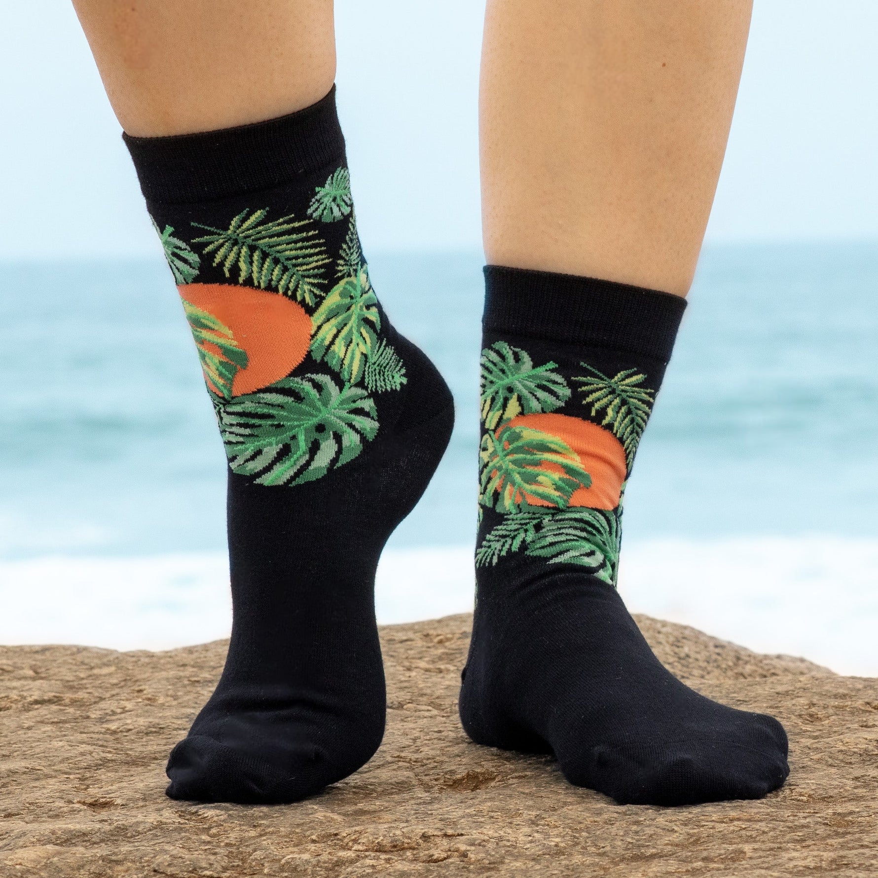 Monstera Bamboo Crew Sock for Women, Monstera Crew Socks for Ladies Made from Bamboo