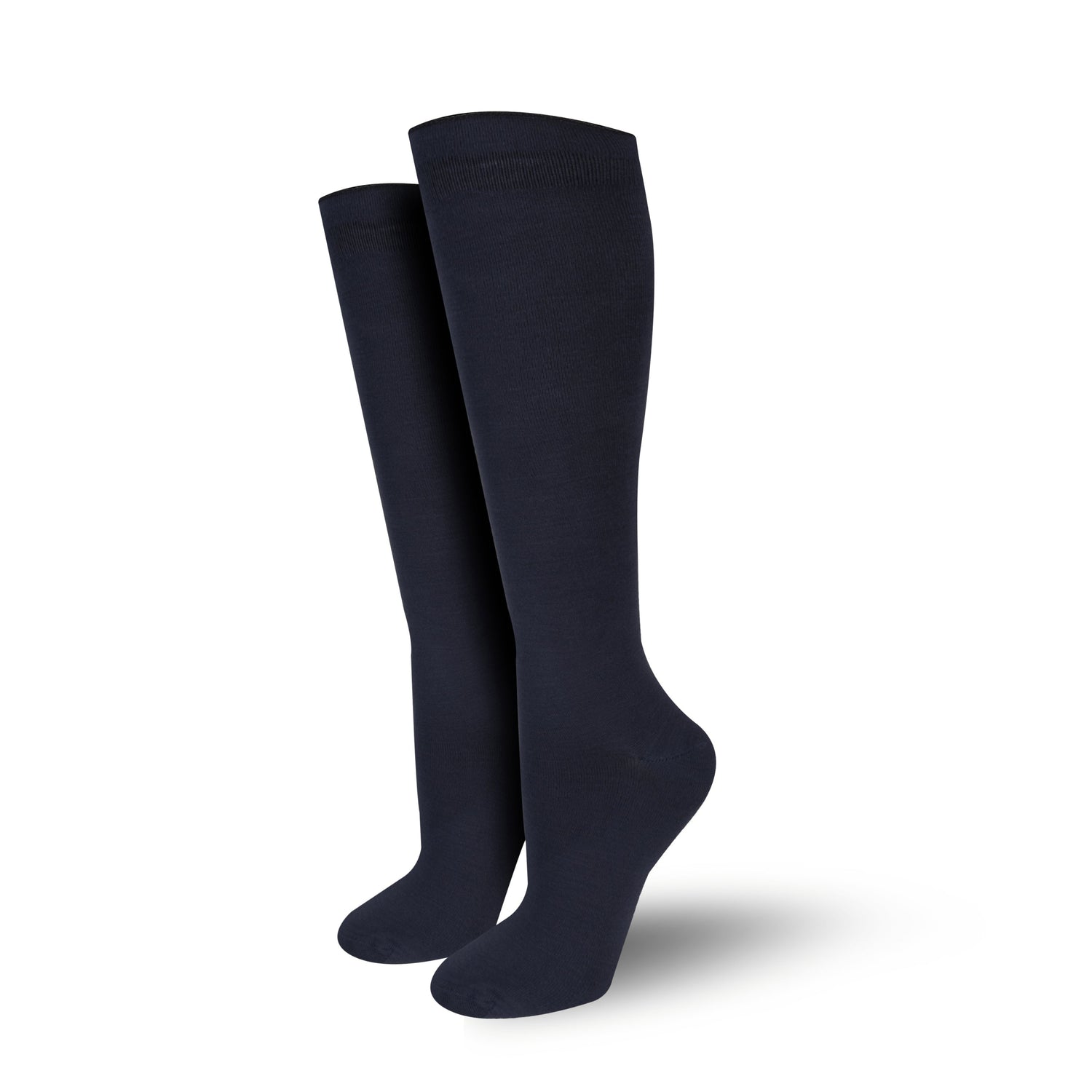 Navy Blue Knee High Bamboo Socks for Women, Relaxed Fit Bamboo Boot Socks without Elastic Band