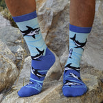 Shark Bamboo Crew Socks for Men, Underwater Shark Socks for Men Made from Sustainable Bamboo Underwater Scene