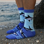 Shark Bamboo Crew Socks for Men, Underwater Shark Socks for Men Made from Sustainable Bamboo Underwater Scene