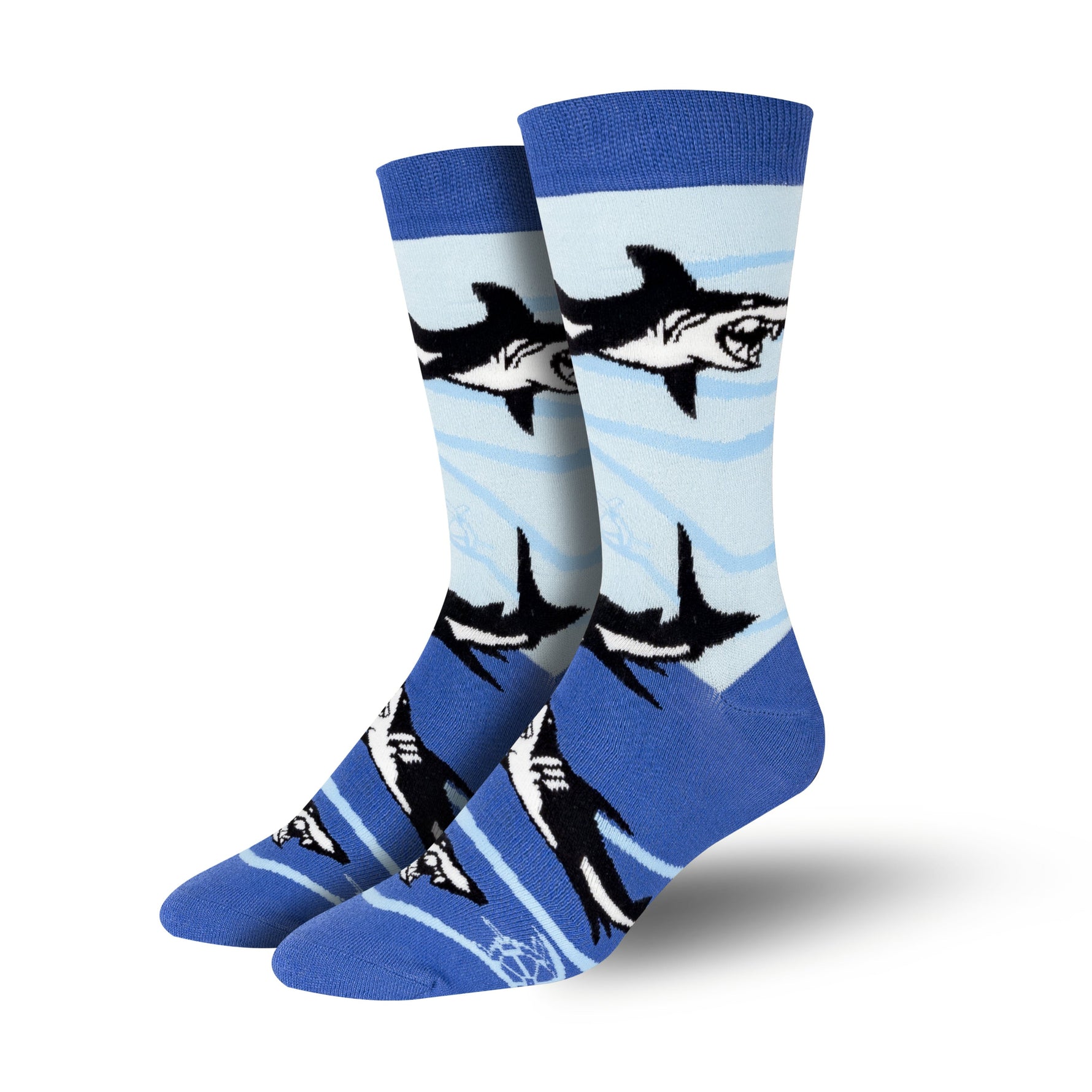 Shark Bamboo Crew Socks for Men, Underwater Shark Socks for Men Made from Sustainable Bamboo Underwater Scene