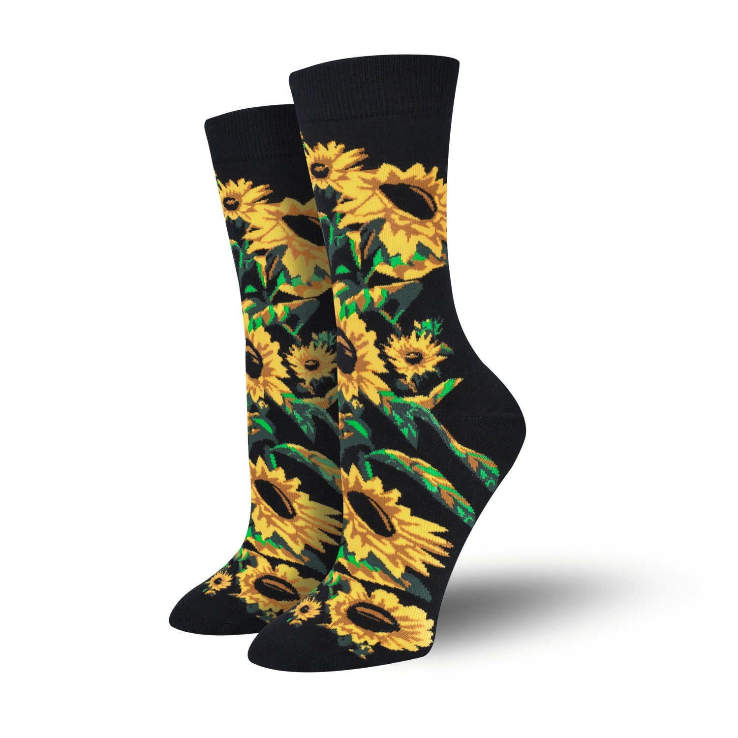 Floral Sunflower Bamboo Socks for Women, Sunflower Crew Socks Made from Sustainable Bamboo