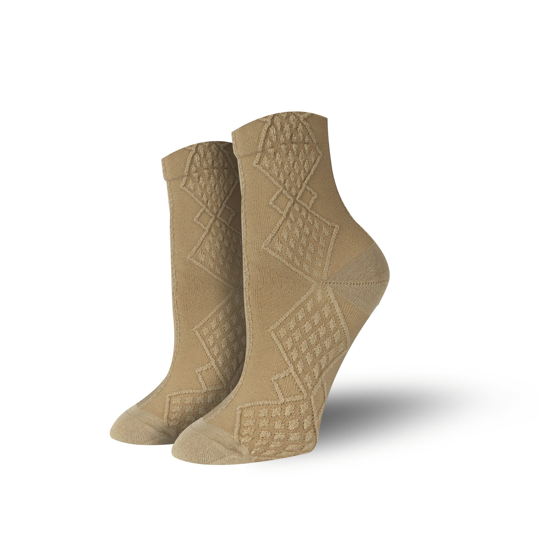 Cable Knit Style Bamboo Socks for Women, Textured Beige Ladies Bamboo Socks