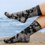 Unisex Black and Gray Tie Dye Bamboo Socks, Mens and Womens Hand Dyed Bamboo Tie-Dye Socks