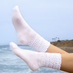 White Scrunch Bamboo Socks for Women Made from Sustainable Bamboo